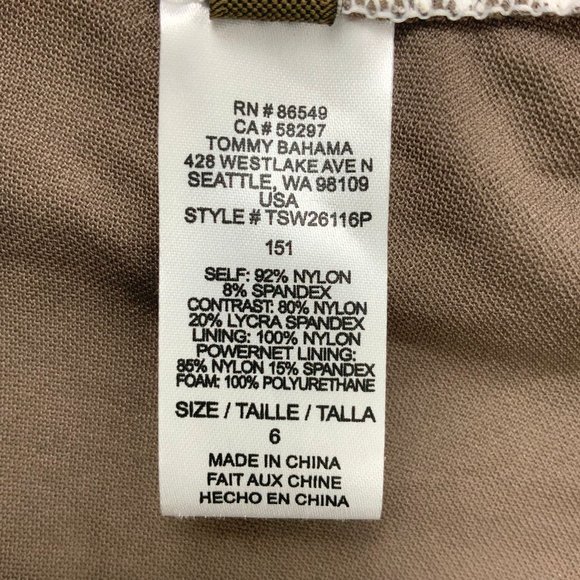 New Tommy Bahama One-Piece Swimsuit White/ Taupe Size 6 - Picture 15 of 16